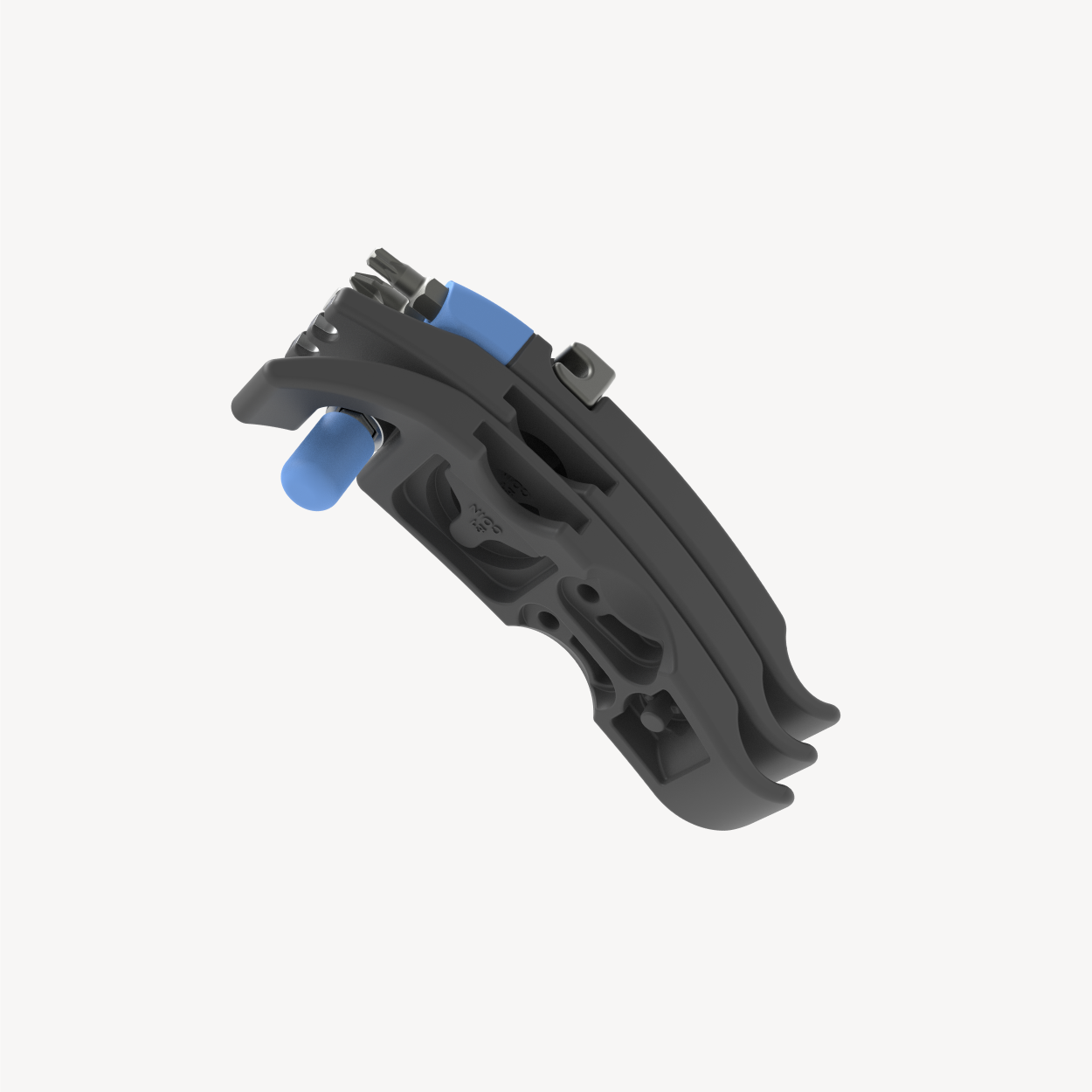 Angled view of the ML125 cycling multi tool showing integrated tool bits and tyre lever design